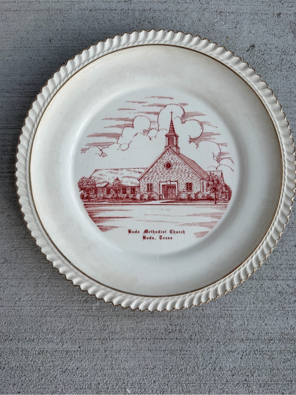 Vintage Decorative Plate Buda Methodist Church Texas 10” World Wide Collectible